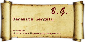 Barasits Gergely névjegykártya